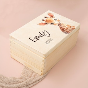 Personalisierte Erinnerungskiste für Babys mit Giraffe - Taufgeschenk Geburtsgeschenk  Weihnachtsgeschenk für Kinder Holzkiste Baby Geschenk