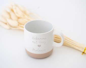 Personalized mug for midwife | Midwife with heart | Engraved ceramic mug with name of your choice | Gift for midwife | Farewell gift