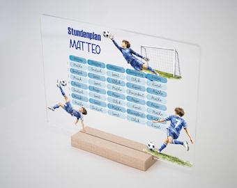 Fußball Stundenplan personalisiert | DIN A4 Acrylglas | Geschenk zur Einschulung | Jungen | Schulanfang  | Back to School