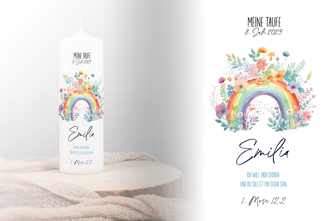 Taufkerze Mit Patenkerzen - Hellblau-silberne Kommunionkerze 25cm Mit Beschriftung