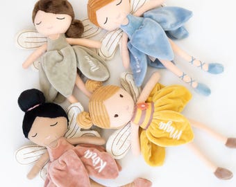 Schmusetuch mit Namen, Kuscheltier personalisiert, Babygeschenk , Schnuffeltuch personalisiert, Geburt, Fee personalisiert