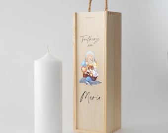 Boîte de rangement personnalisée pour bougie de baptême, bougie de communion, bougie de confirmation avec arche de Noé et cadeau de baptême arc-en-ciel