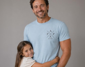 Personalized embroidered dad t-shirt | DAD EST Year Name | Gift for Dad | Father's Day Shirt | Birth Gift for Dad | Dad T-Shirt