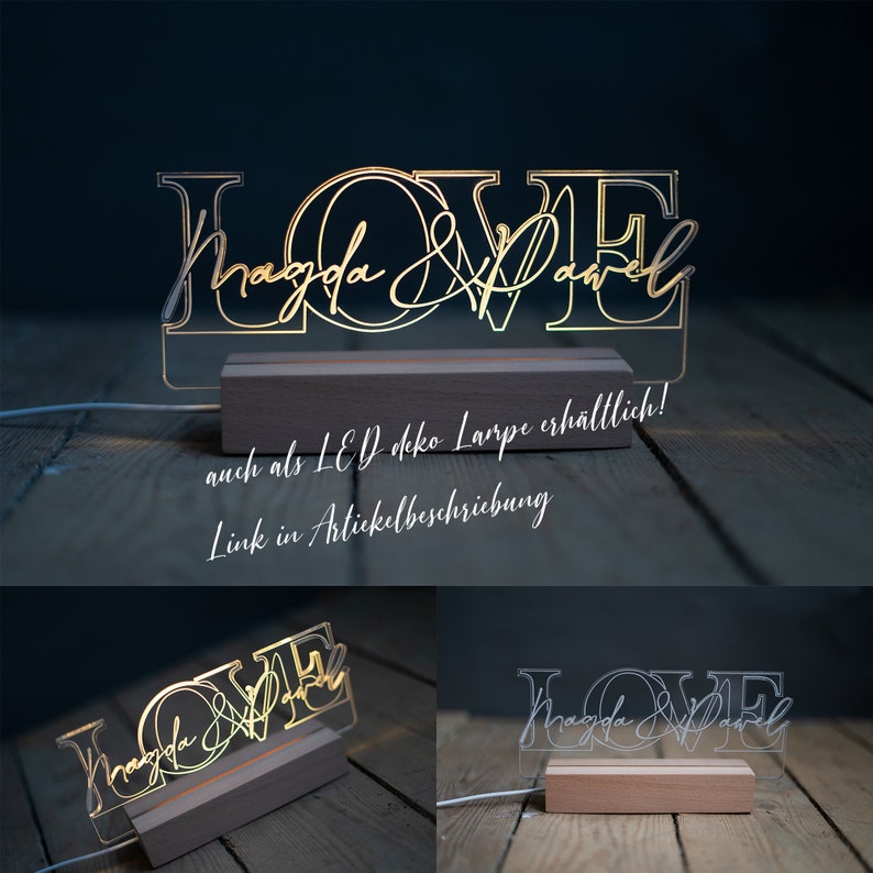 Personalisierter Schriftzug LOVE oder FAMILY mit Wunschnamen Valentinstag Geschenk Hochzeit Hochzeitsgeschenk Weihnachtsgeschenk für paare Bild 4