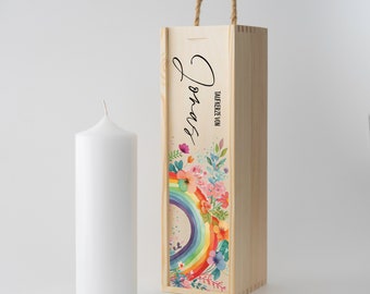 Personalisierte Holzbox zur Aufbewahrung der Taufkerze Kommunionkerze  Firmungskerze mit Regenbogen Taufgeschenk - Etsy sterreich
