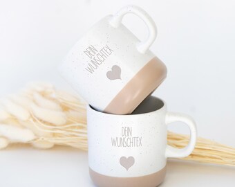 Personalized mug with your custom text | Your message for special people | Ceramic mug with natural wood base | Individual text