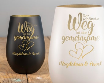 Personalisiertes Windlicht - Der schönste Weg ist der gemeinsame - für Verliebte und Paare Hochzeitsgeschenk Valentinstaggeschenk