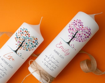 Candela personalizzata per battesimo, comunione o cresima per bambini o bambine con albero della vita | Candela per battesimo, regalo per battesimo, candele per padrini e madrine, cresima