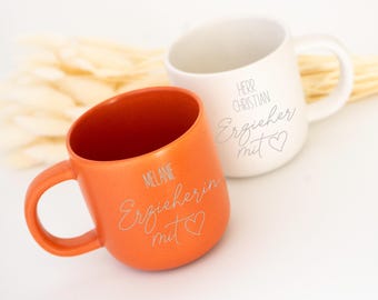 Persönliches Geschenk für Erzieherin oder Erzieher mit Herz | Personalisierte Keramiktasse 370ml | Abschied Kindergarten | Kita Abschied