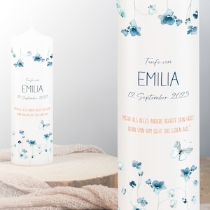 Personalized Baptism Candle Communion Candle Confirmation Candle for Boys or Girls with Flowers Baptism Candle Baptism Gift Godparent Candles Confirmation