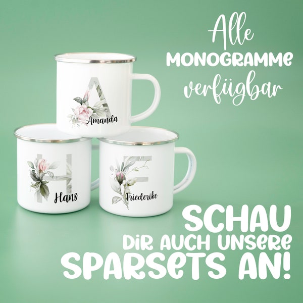 Emaille Tasse personalisiert,  Personalisierte Tasse, Tasse mit Monogramm, Geschenk für Oma Geschenkidee , Perfekte Geschenk für Weihnachten