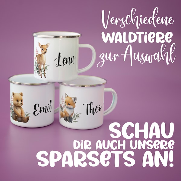 Emaille Tasse personalisiert,  Personalisierte Tasse, Kindertasse, Becher personalisiert