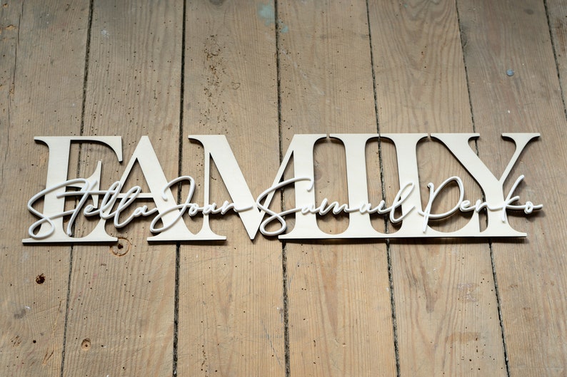 Personalisierter Schriftzug LOVE oder FAMILY mit Wunschnamen Valentinstag Geschenk Hochzeit Hochzeitsgeschenk Weihnachtsgeschenk für paare Bild 2