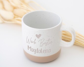 Engraved ceramic mug for colleagues, work bestie gift, personalized office mug with name
