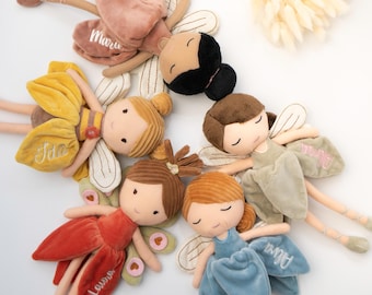 Personalized cuddly toy with name, baby gift, personalized security blanket, birth, personalized fairy