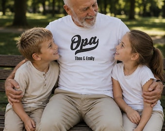 Grandpa T-shirt personalized with flocking | GRANDPA EST. year & name | Gift for Grandpa | Personalized Grandpa shirt | Birth of grandchild | Becoming a grandpa