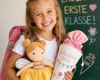 Schoolchild 2026 Fairy with Personalized Name, Personalized School Companion Doll, Back-to-School Gift, Cuddly Toy for First Graders, Kindergarten Child
