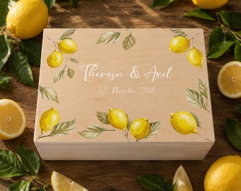 Erinnerungskiste Hochzeit Personalisiert - mit Olivenzweigen| Erinnerungskiste Holzkiste personalisiert mit Blumen | Andenken Brautpaar