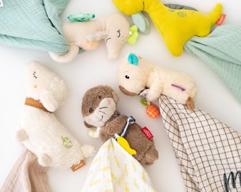 Schnuffeltuch mit Namen,  Schnuffeltuch personalisiert, Babygeschenk , Kuscheltier Baby, Geburt,  Schnuffeltuch Otter, Dino, Capybara