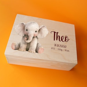 Caja de recuerdos bebé elefante, caja de recuerdos, caja de recuerdos para niños, regalos para bebés, caja de madera personalizada, caja de recuerdos para bebés