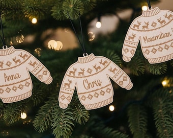 Personalized Christmas Sweater Ornament - Wood - Christmas Gift Idea - Christmas Gift Idea