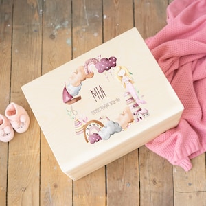 Personalisierte Erinnerungskiste für Kinder - Taufgeschenk Geburtsgeschenk Weihnachtsgeschenk für Kinder Holzkiste Baby Geschenk