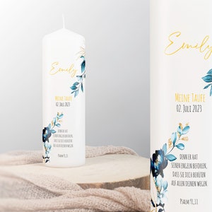 Personalized Baptism Candle Communion Candle Confirmation Candle for Boys or Girls with Flowers | Baptism Candle Baptism Gift Godparent Candles Confirmation