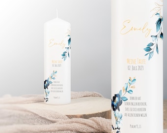 Personalized christening candle, communion candle, confirmation candle for boys or girls with flowers | Christening candle, christening gift, godparent candles, confirmation