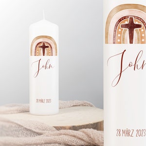 Personalized Baptism Candle Communion Candle Confirmation Candle for Boys or Girls Rainbow | Baptism Candle Baptism Gift Godparent Candles Confirmation