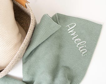 Personalized children's blanket | Baby blanket with name, knitted blanket | Gift for birth or christening | OEKO-TEX 100 certified | Cuddly blanket for children