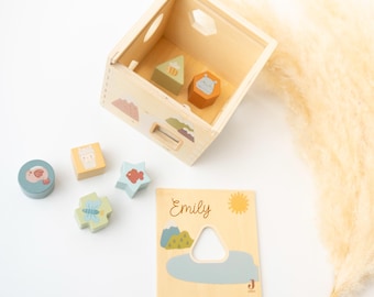 Personalisiertes Formensteckspiel mit Name | Holzspielzeug Steckspiel | Geschenk ab 18 Monate | 2. Geburtstag Taufe Weihnachten Geschenk