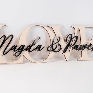 Personalisierter Schriftzug LOVE oder FAMILY mit Wunschnamen Valentinstag Geschenk Hochzeit Hochzeitsgeschenk Weihnachtsgeschenk für paare Bild 10