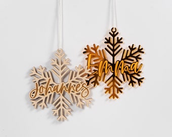 Weihnachtsbaumanhänger  personalisiert  " Schneeflocke " |  Christbaumanhänger mit Name | Adventsdeko