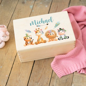 Personalisierte Erinnerungskiste für Babys Boho Taufgeschenk Geburtsgeschenk Weihnachtsgeschenk für Kinder Holzkiste Baby Geschenk