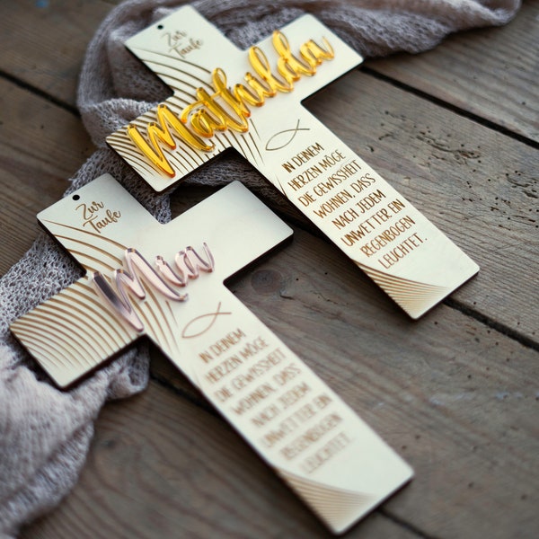 Croix de baptême personnalisée | Croix en bois cadeau de baptême