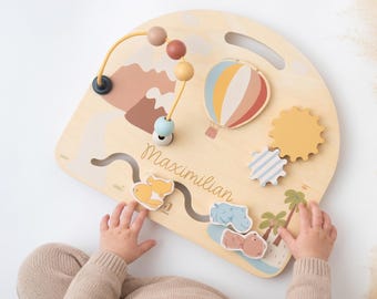 Aktivitätsboard personalisiert mit Name | Jollein Holzspielzeug ab 1 Jahr | Geschenk zum 1. Geburtstag, Taufe & Weihnachten