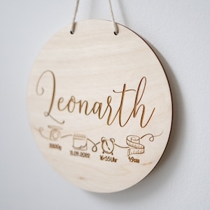 Targa nascita in legno personalizzata | Targhetta con nome con date di nascita | Regalo personalizzato per nascita/battesimo