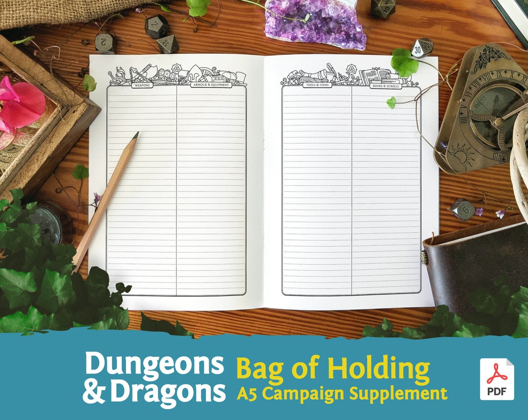 Dnd Bag of Holding A5 Booklet PDF for Dungeons and Dragons 5e Etsy