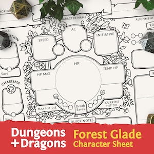 DnD 5e Character Sheet: Forest Glade PDF compatible with fifth edition Dungeons and Dragons - Mythbound