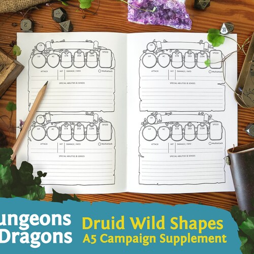 DRUID WILD SHAPE Booklet for Dnd 5e Form Fillable Pdfs - Etsy Australia