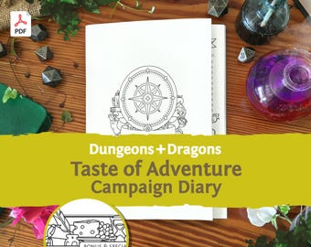 DnD 5e Campaign Diary: Taste of Adventure Character Journal PDF compatible with fifth edition Dungeons and Dragons and 5.5e - Mythbound