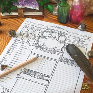 DnD 5e karaktärsblad: Forest Glade PDF kompatibel med femte upplagan av Dungeons and Dragons och 5.5e - Mythbound bild 2
