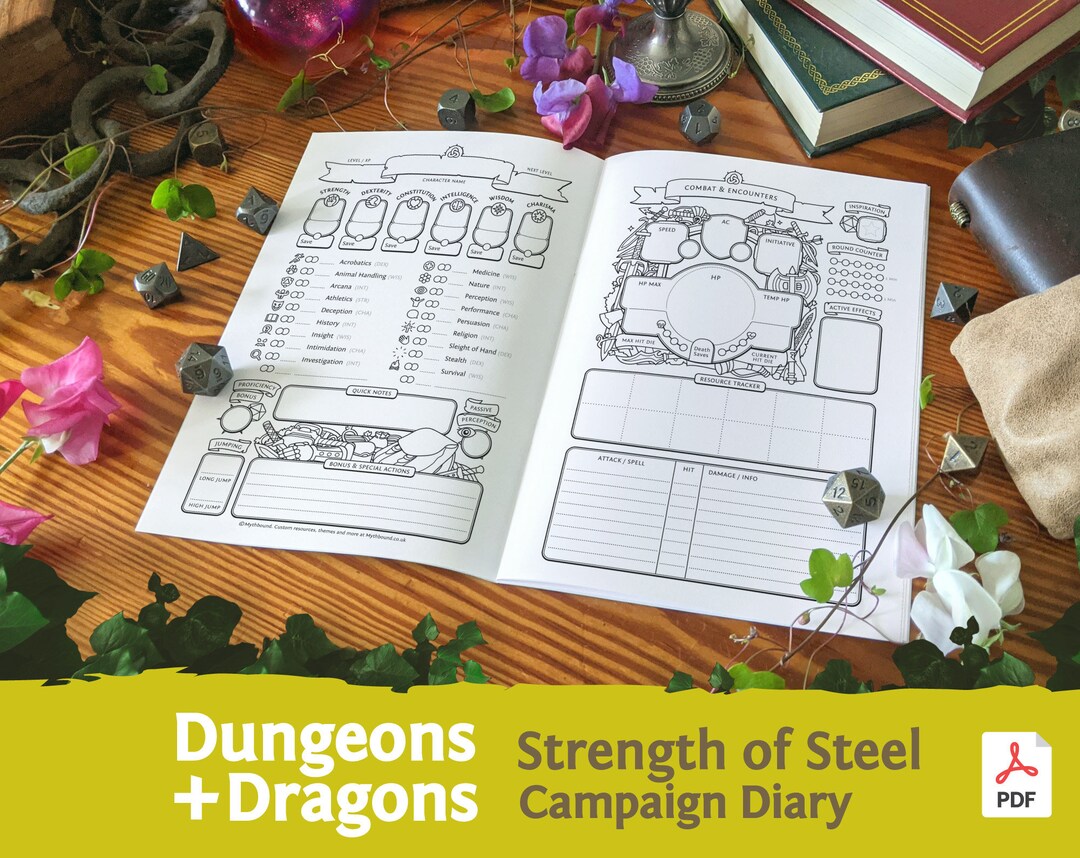 Dnd 5e Campaign Diary Strength of Steel Character Journal PDF