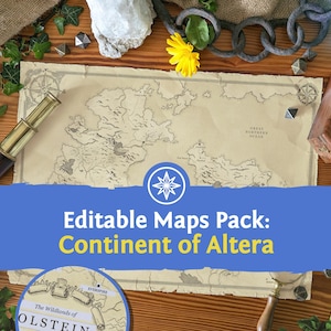 Editable Fantasy Map Digital Download : Continent of Altera PDF for RPGs like Dungeons and Dragons DnD - Mythbound