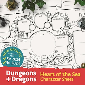 DnD 5e Character Sheet: Heart of the Sea PDF compatible with fifth edition Dungeons and Dragons and 5.5e - Mythbound