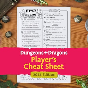 DnD 5e New Players Cheat Sheet (2024) : Beginners Quick Reference Guide PDF compatible with fifth edition Dungeons and Dragons - Mythbound