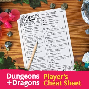 DnD 5e New Players Cheat Sheet : Beginners Quick Reference Guide PDF compatible with fifth edition Dungeons and Dragons - Mythbound