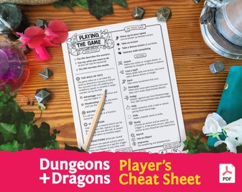 DnD 5e New Players Cheat Sheet : Beginners Quick Reference Guide PDF compatible with fifth edition Dungeons and Dragons - Mythbound