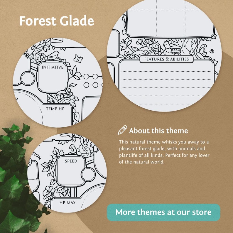 DnD 5e karaktärsblad: Forest Glade PDF kompatibel med femte upplagan av Dungeons and Dragons och 5.5e - Mythbound bild 5