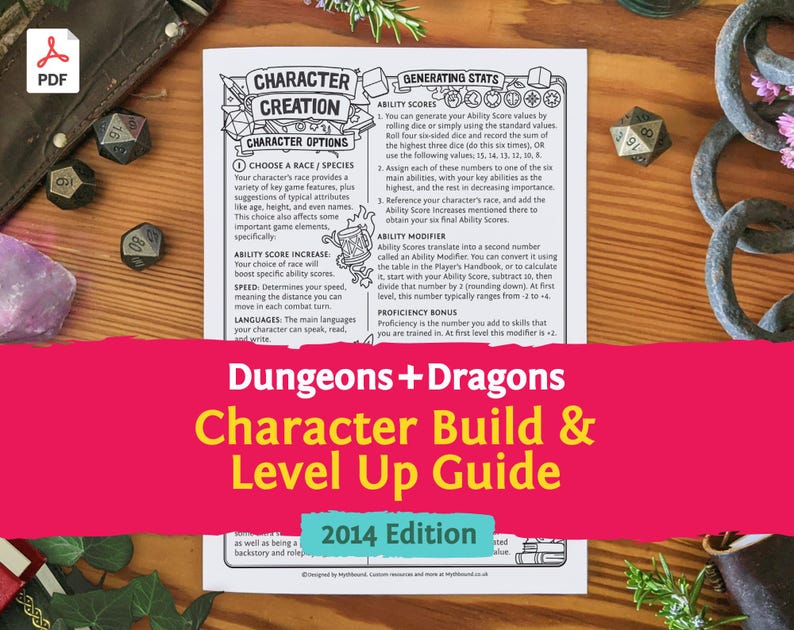 Dnd 5e Character Creation & Level up Guide (2014) : New Player ...